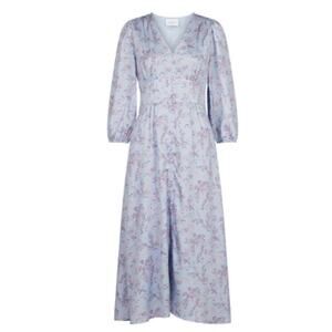 Neo Noir Olana Mystic Flower Dress Silver Floor Length Long Sleeve EUR 40 US 8